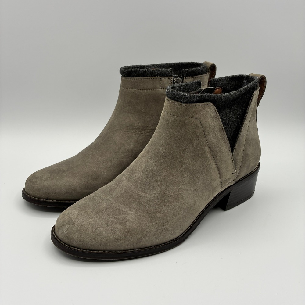 Vionic Joslyn Ankle Boots Women 7 Gray Leather Side Zip Waterproof